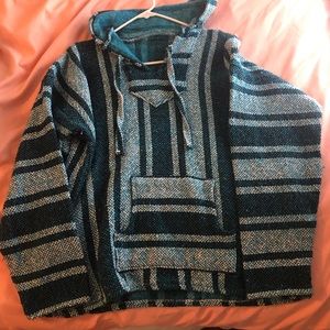 Authentic Guatemalan Poncho, Teal